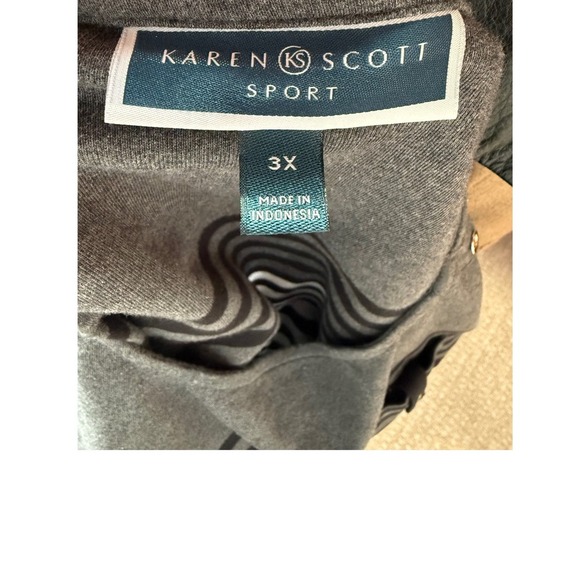 Karen Scott Sport Tunic Top Striped 3/4 Sleeve Shoulder Detail‎ 3X - Picture 5 of 5